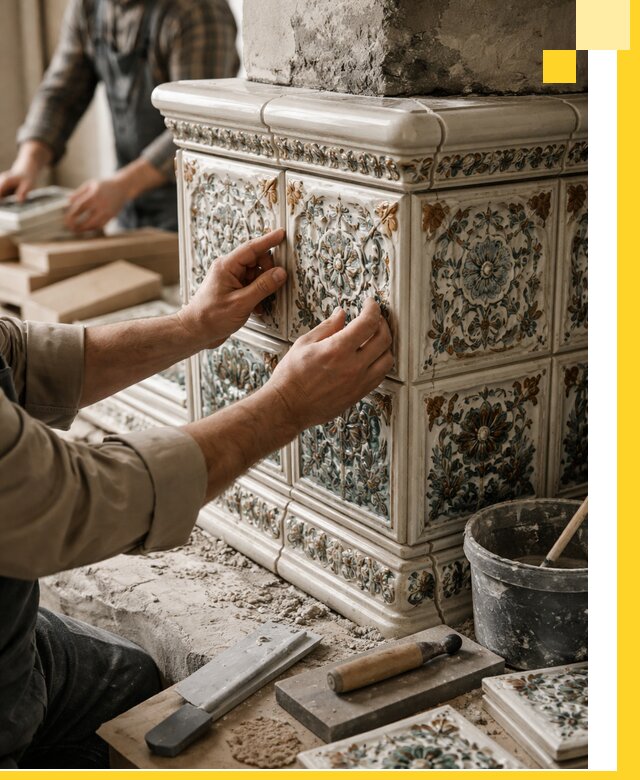 Изразцовые камины под ключ в Печоре: проект и монтаж