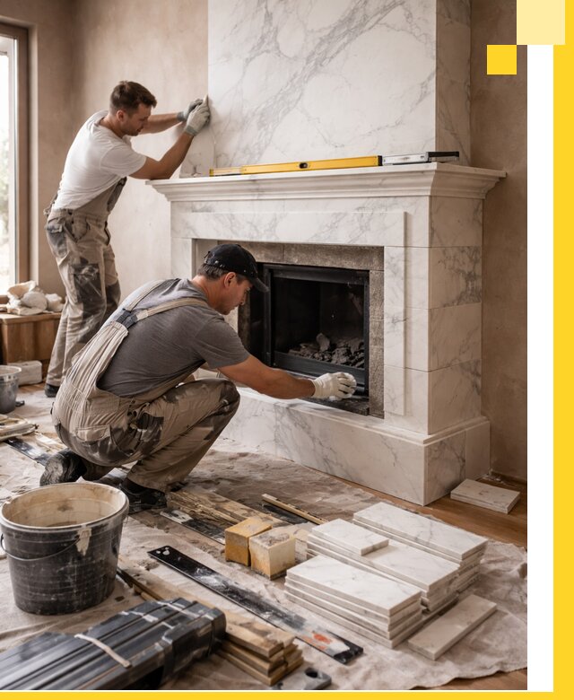 Отделка каминов в Печоре качественные облицовочные работы