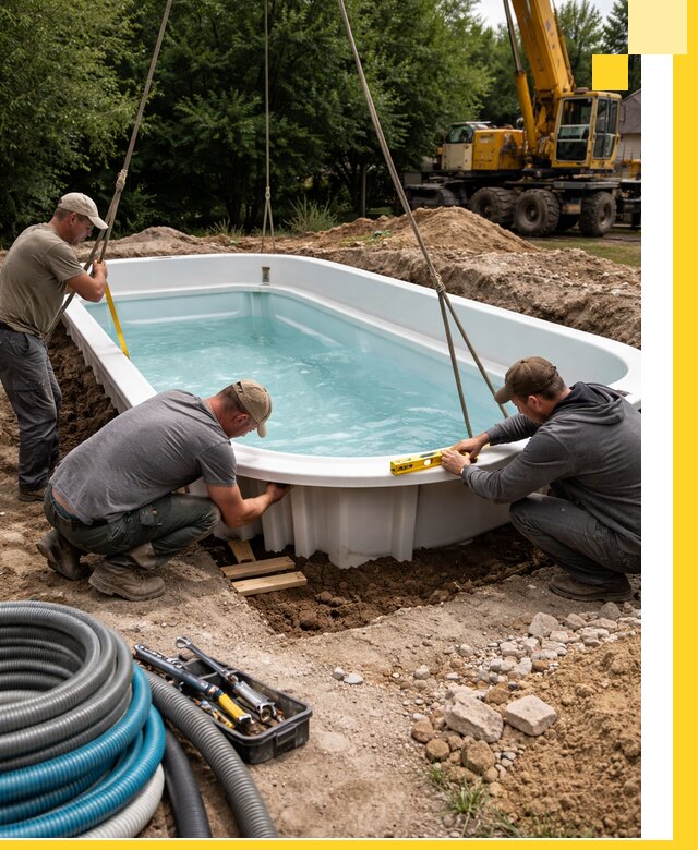 Установка и монтаж композитных бассейнов под ключ в Печоре