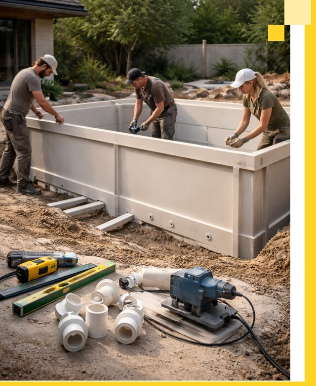 Установка полипропиленовых бассейнов под ключ в Печоре