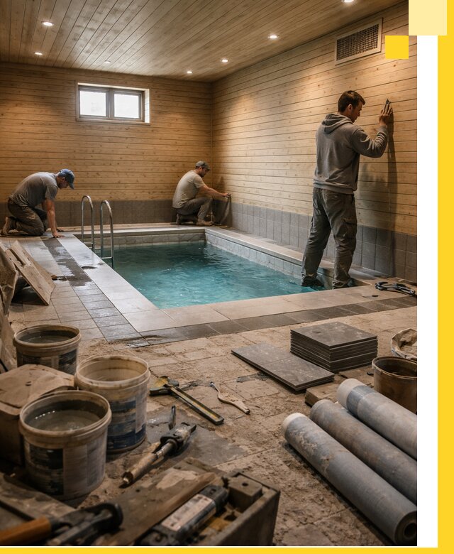 Строительство бани с бассейном и сауной под ключ в Печоре