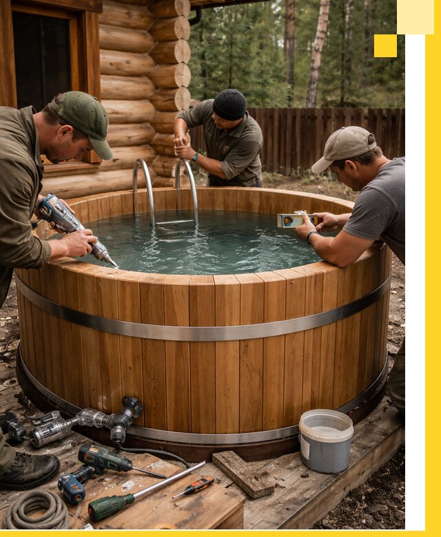 Строительство бань с купелью под ключ и отделкой в Печоре