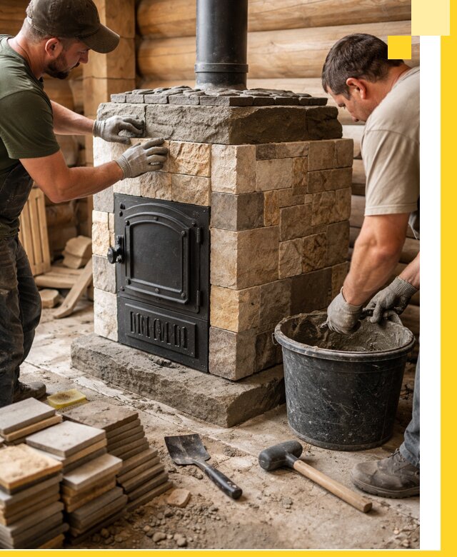 Облицовка банной печи под ключ в Печоре: камень и плитка