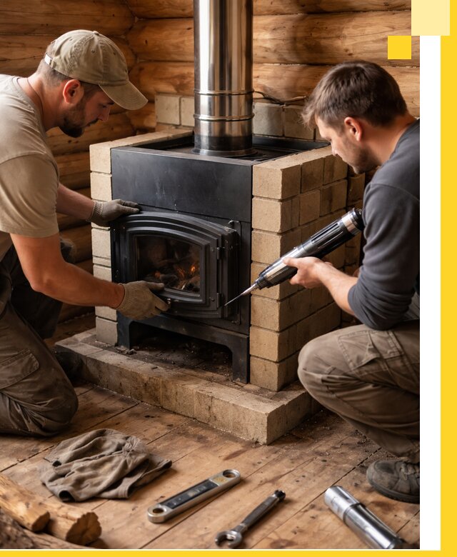 Монтаж и установка печи в бане под ключ с гарантией в Печоре