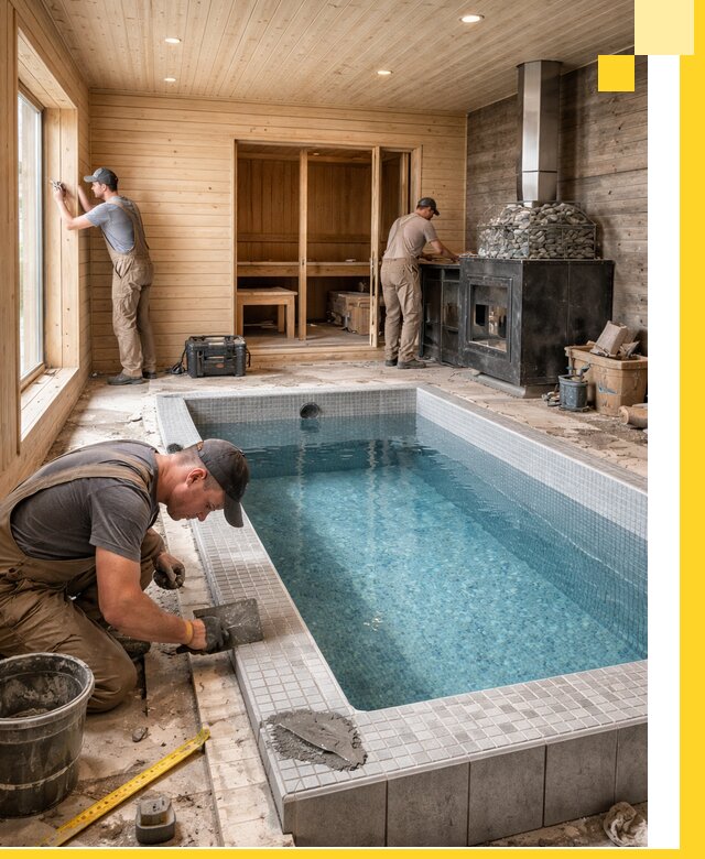 Проект бани с бассейном и сауной в Печоре под ключ