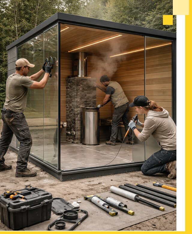 Проектирование и строительство стеклянных бань в Печоре