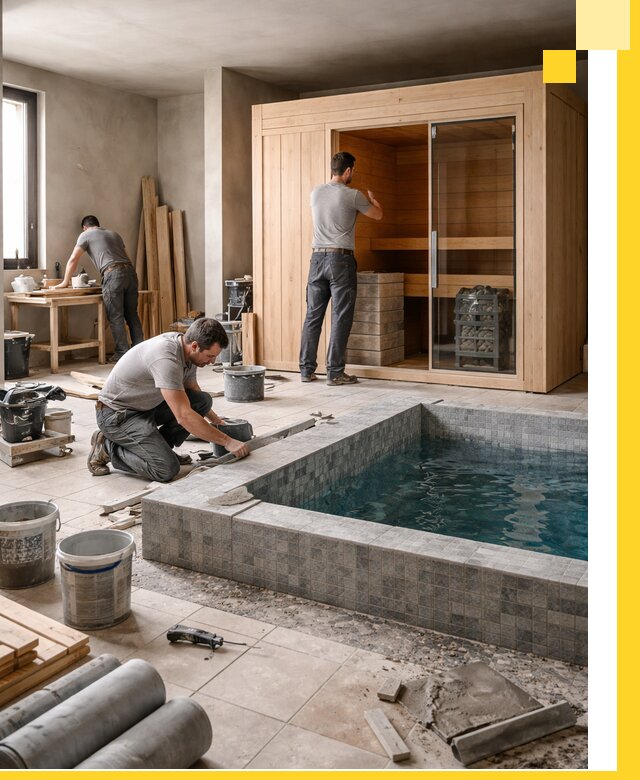 SPA зоны под ключ с бассейном сауной и печью в Печоре